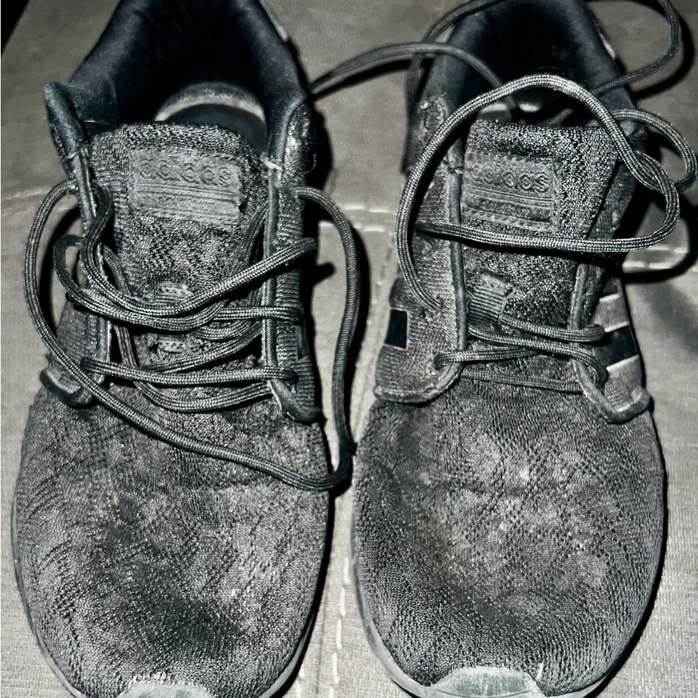 Adidas Black Athletic Shoes Lace-Up Design